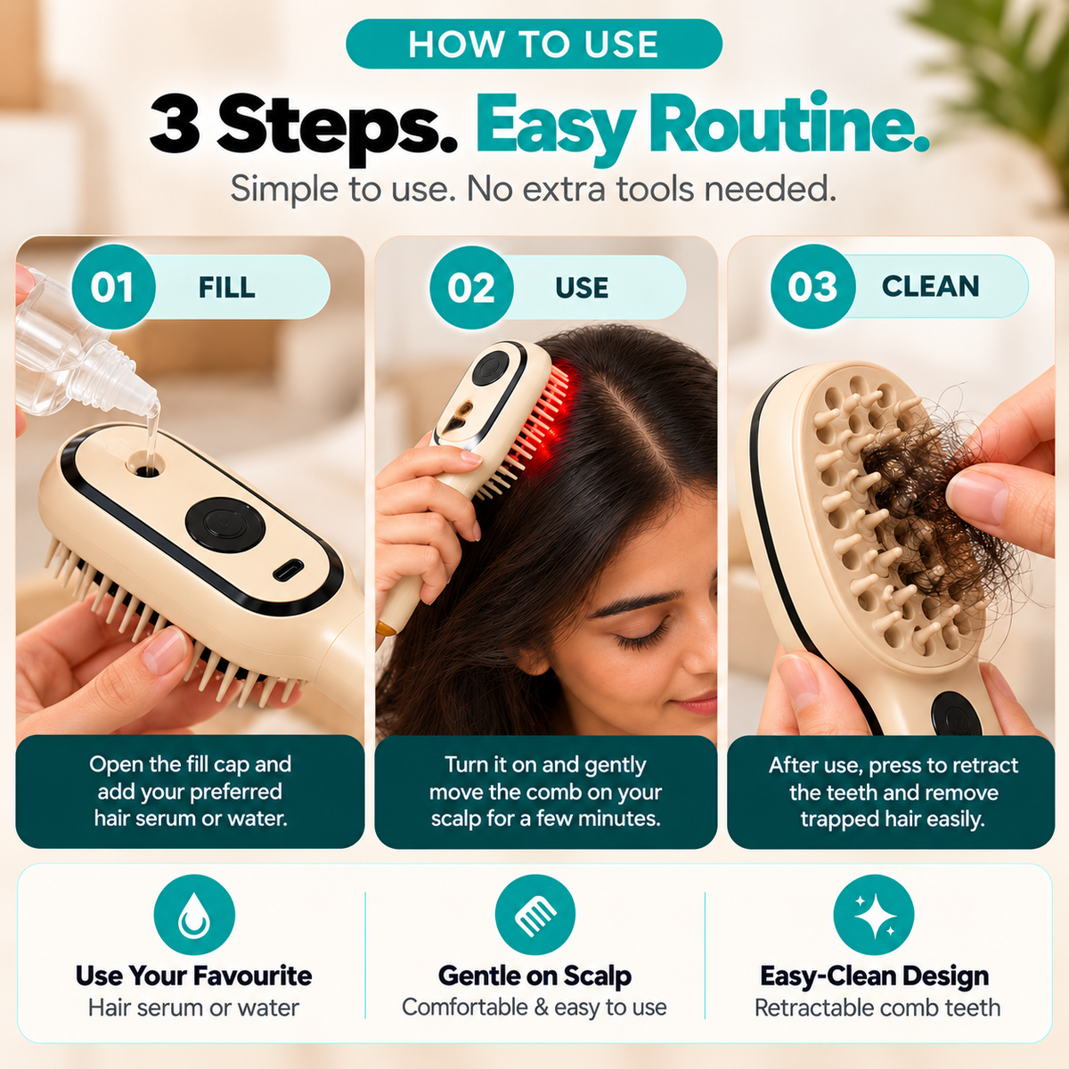 Three steps for an easy hair-care routine