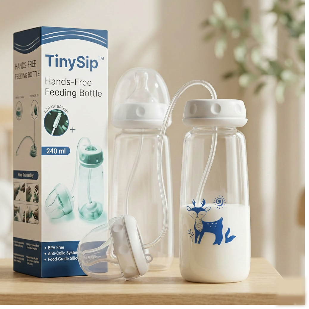 TinySip™ | Hands-Free Self-Feeding Bottle for Babies