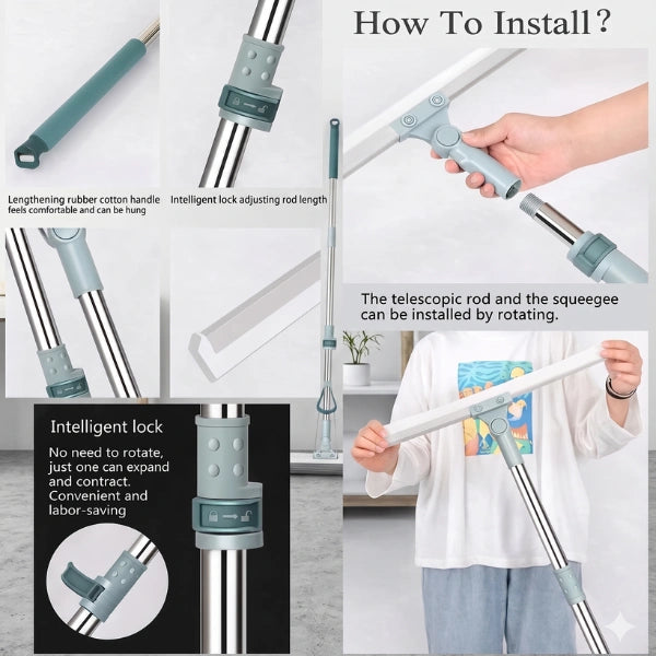 FlexiWipe – Multipurpose Wiper | Extendable-Rod | Silicon Blade | 180° Head