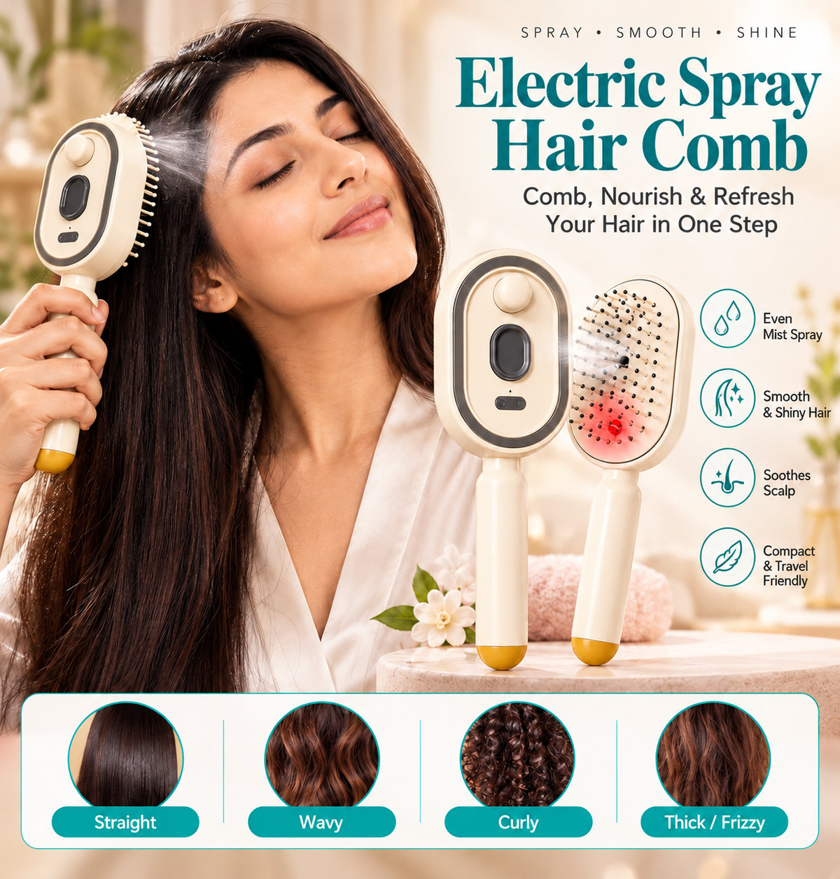 3-in-1 Electric Spray Hair Comb
