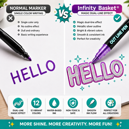 12 Color Magic Outline Marker Pens for DIY Crafts, Cards & Journals