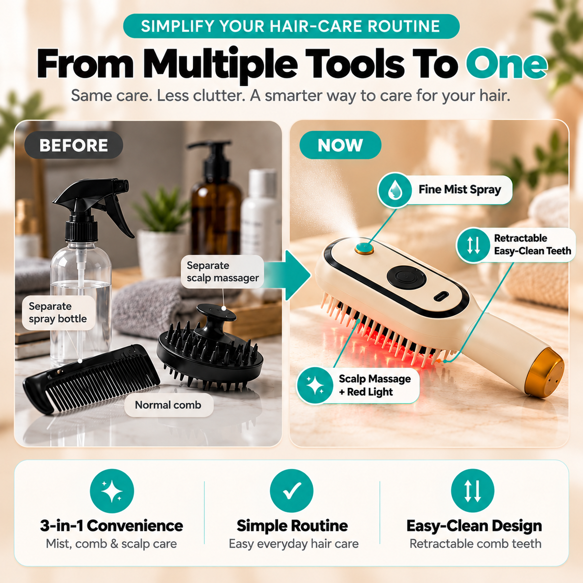 3-in-1 hair comb promotional graphic