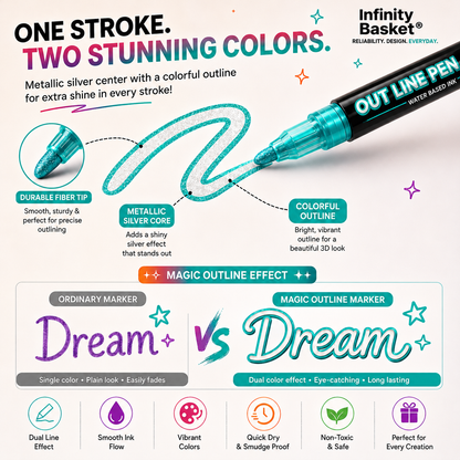 12 Color Magic Outline Marker Pens for DIY Crafts, Cards & Journals