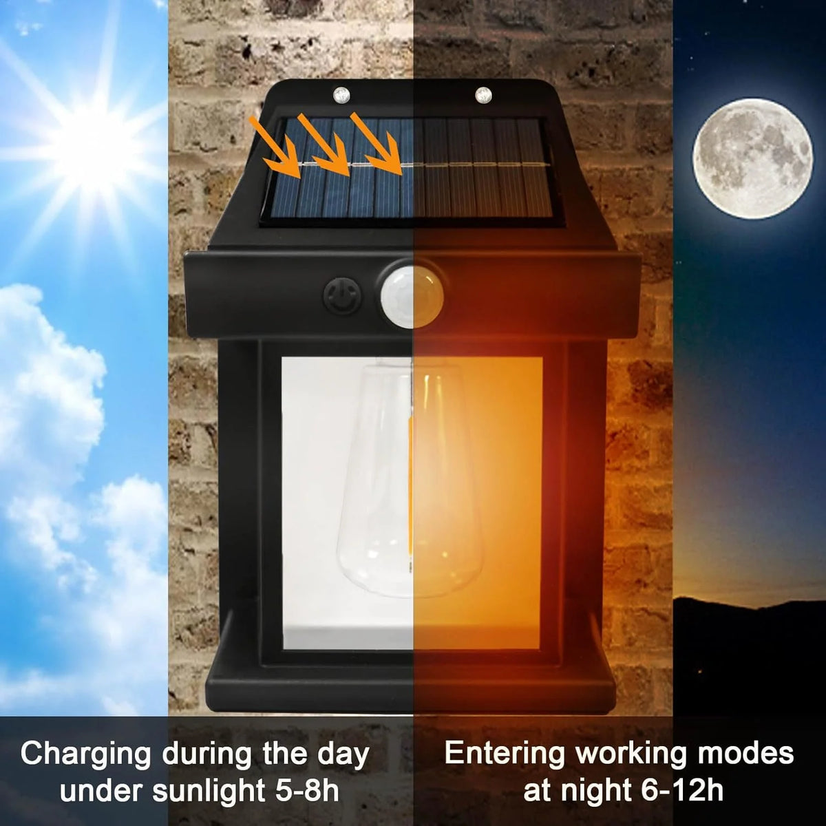 Solar Wall Lantern with 3 Lighting Modes and IP65 Waterproof