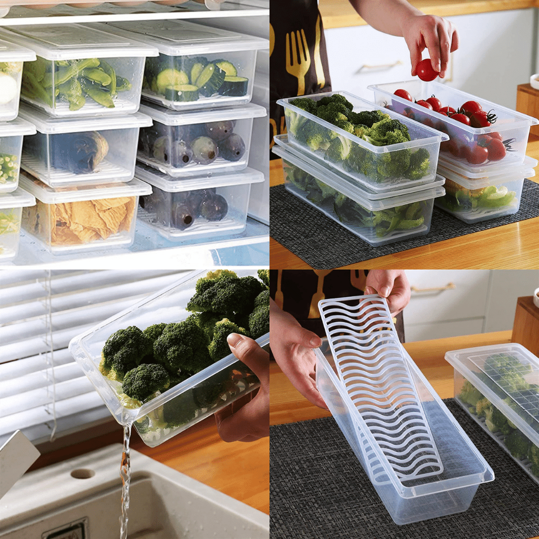 Fridge Storage With Removable Drain Plate - Pack Of 2
